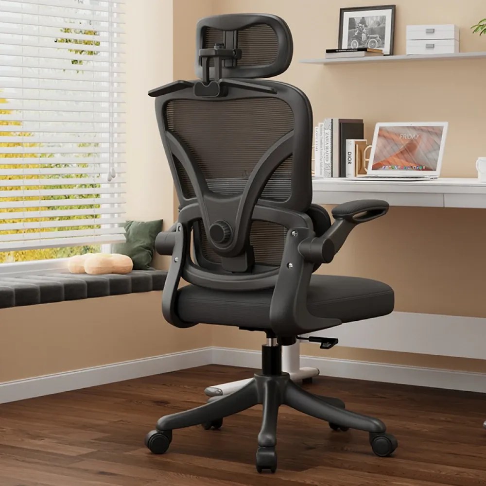 ErgoVision Sponge – Scaun Ergonomic, Suport Lombar Reglabil, Tetieră Reglabilă, Cotiere Rabatabile, Recliner 135°, Umeras, Mesh, Negru