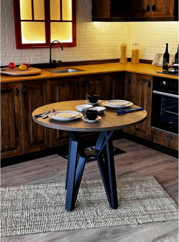 Masa de bucatarie  rotunda nuc negru Ø90 cm