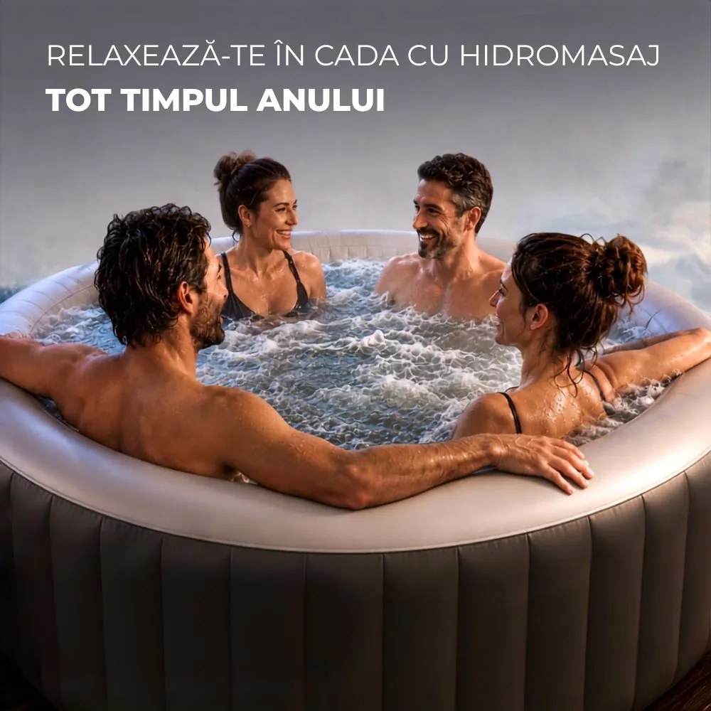 Cadă cu hidromasaj gonflabilă OASIS pentru 6 persoane, rotundă, neagră Casaria