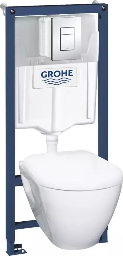 Set rezervor WC Grohe Solido Perfect 4 in 1 si clapeta crom Skate Cosmopolitan plus vas WC cu capac softclose
