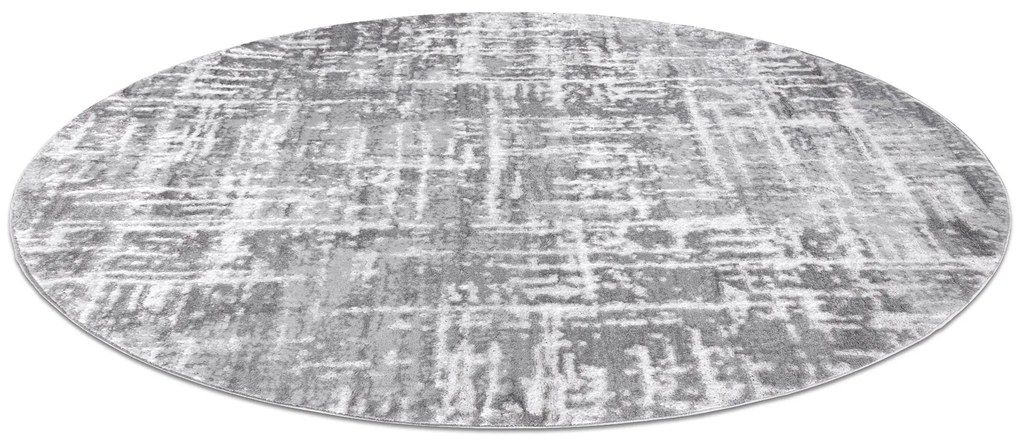 Covor MEFE modern Cerc 8722 Linii vintage - structural două niveluri de lână gri / alb
