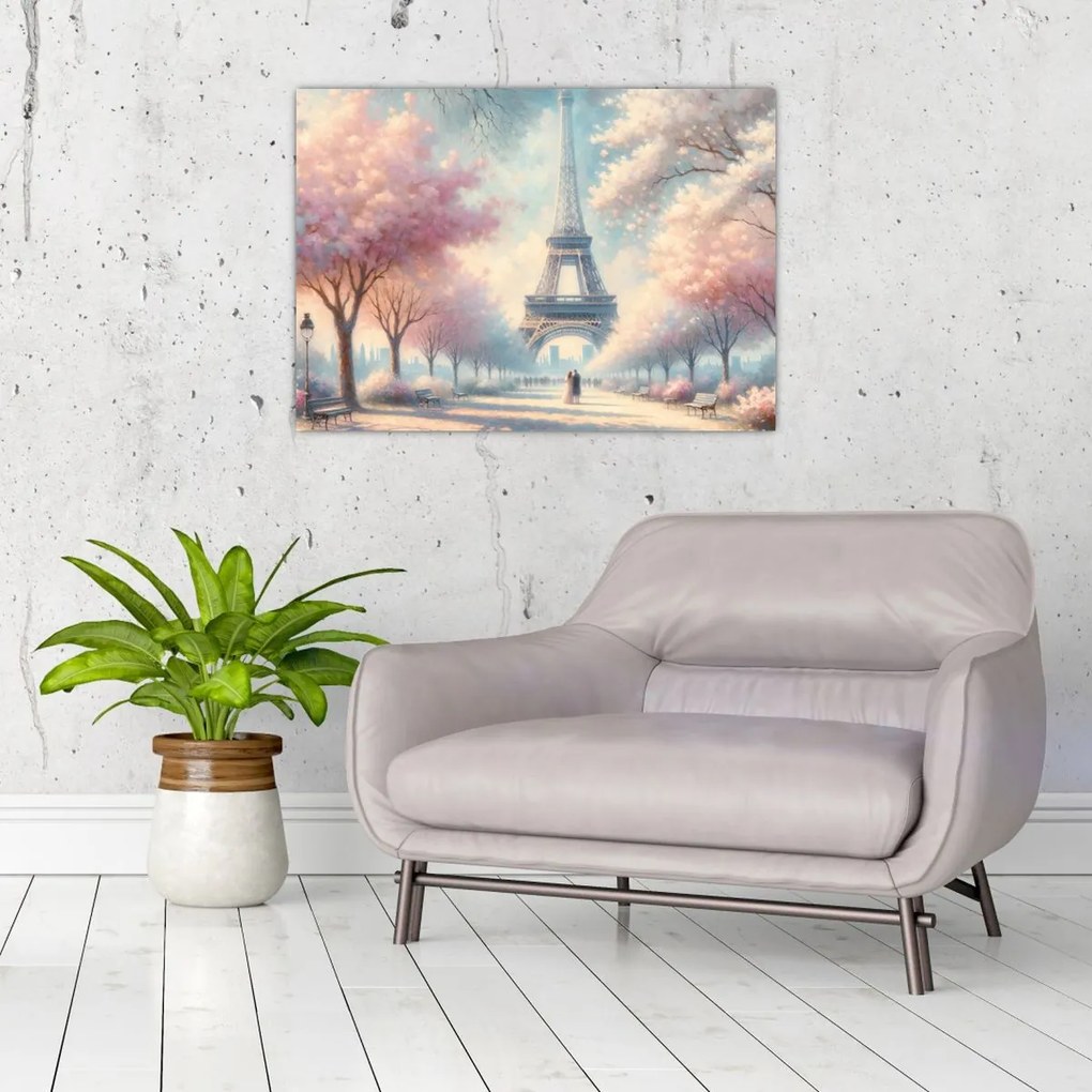 Tablou pe sticlă – Primăvară la Paris (70x50 cm)