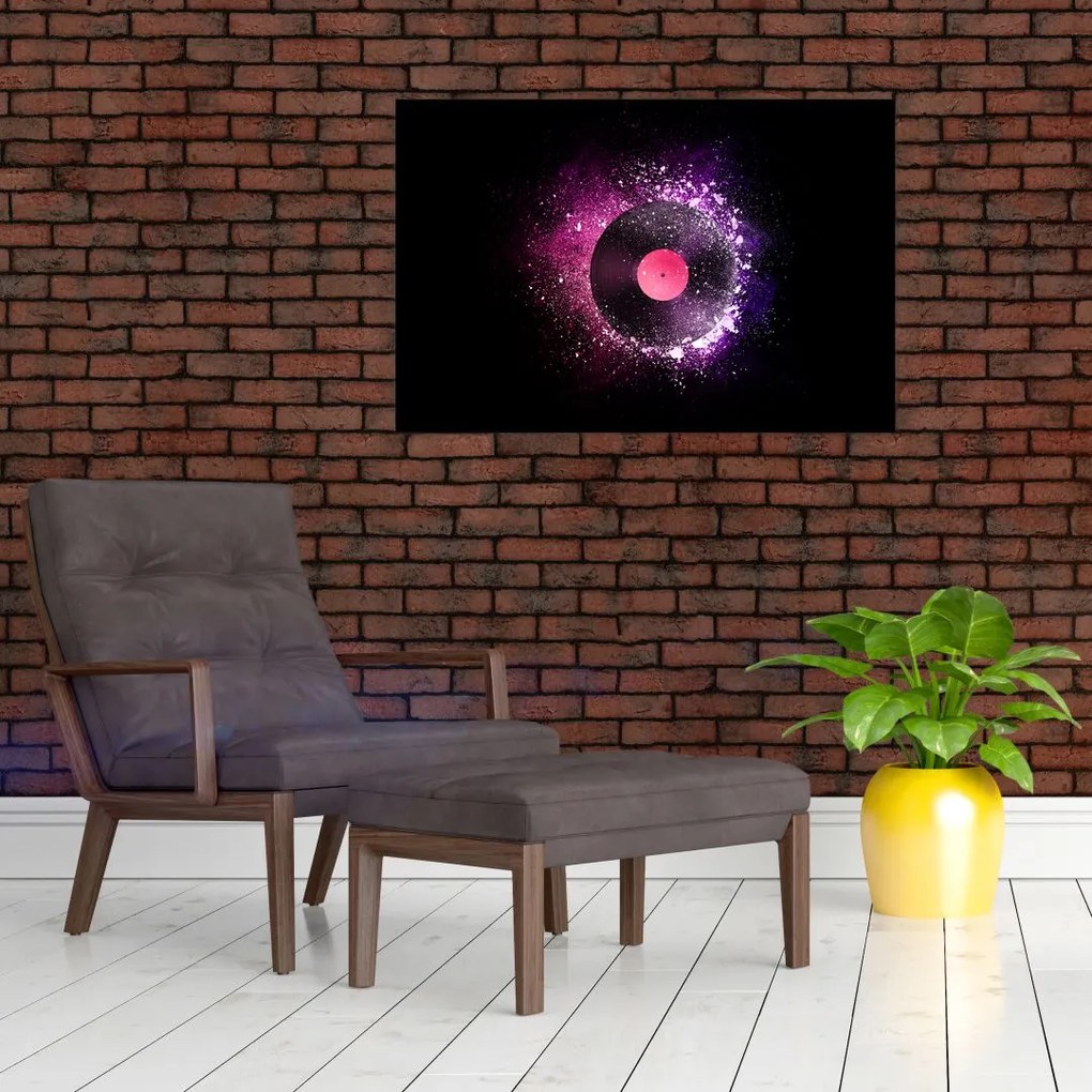 Tablou - Disc de vinil roz-violet (90x60 cm)