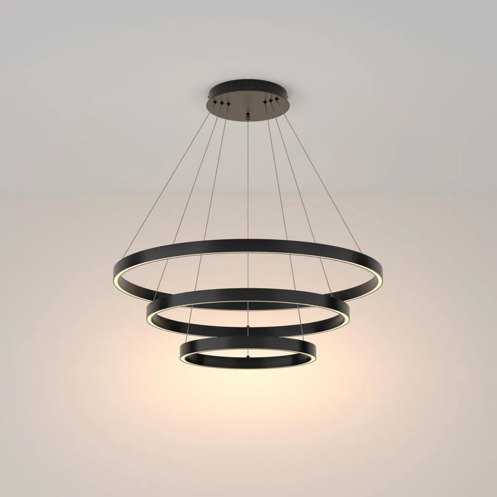 Lustra LED suspendata design modern Rim negru 80cm, 3000K