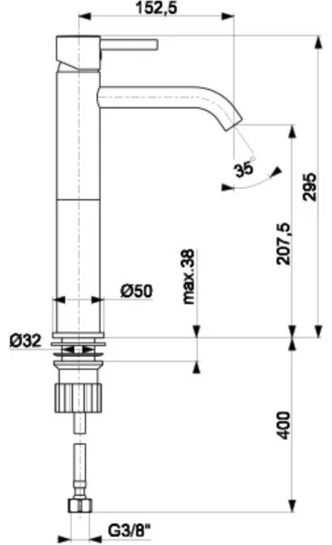 Baterie de lavoar KFA Armatura 5822-612-00 NEDA 29,5 cm alamă