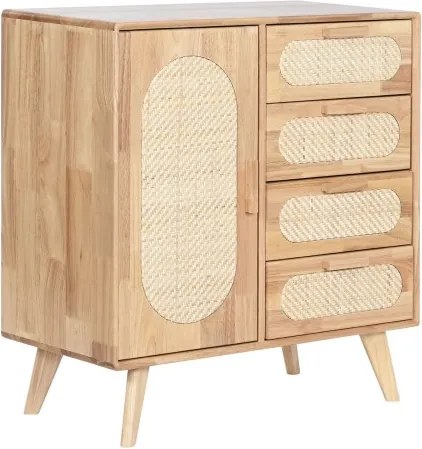 Bufet natur din metal , lemn de cauciuc si rattan , "Natqi"