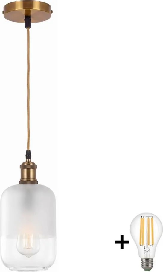 BRILAGI - Lustră LED suspendată pe cablu RETRO GLASS 1xE27/60W/230V Ø 14 cm auriu/alb