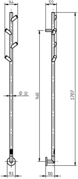 P.M.H. LS1B - Uscător electric pentru prosoape LISA 24W/230V 170 cm IP44 negru