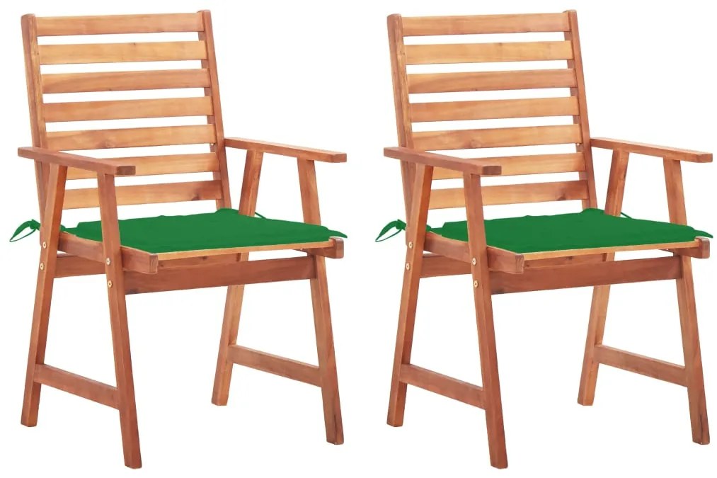 vidaXL Scaune de exterior cu perne, 2 buc., lemn masiv de acacia