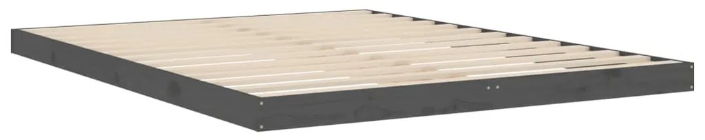 Cadru de pat King Size 5FT, gri, 150x200 cm, lemn masiv de pin Gri, 150 x 200 cm