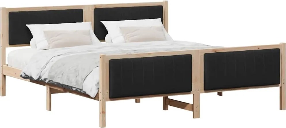 vidaXL Cadru de pat Maro și negru 180 x 200 cm Lemn masiv de pin