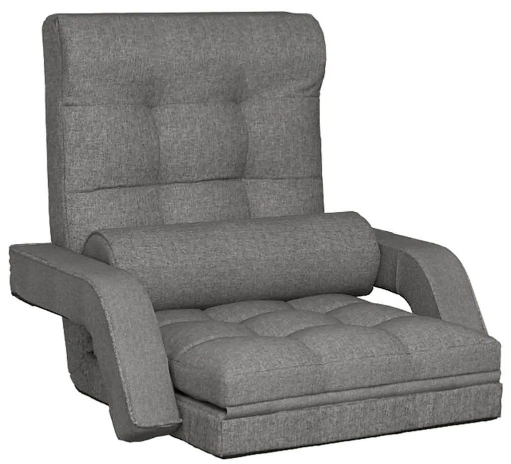 336521 vidaXL Scaun de podea pliabil cu funcție de pat, gri deschis, textil