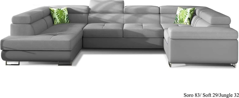 Colțar lemn masiv Formă U Extensibil Lety 340x202cm Personalizabil - Monolith 84 + Monolith 97, Stânga