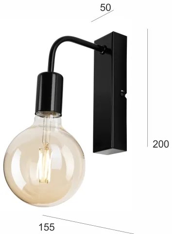 Aplică ASTRID 1xE27/60W/230V negru lucios