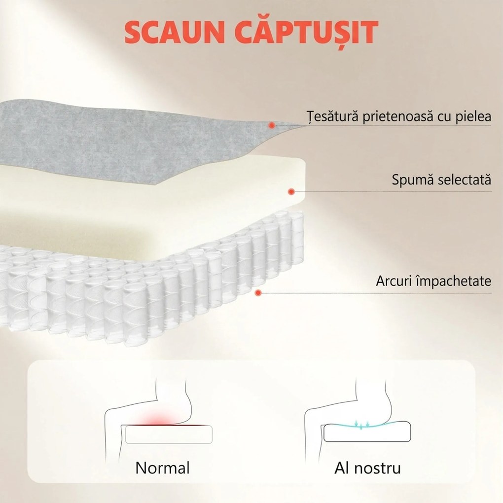 Scaun Ergonomic HOMCOM, Spătar Înalt, Tapițat în Catifea Imprimată, Cotiere Rabatabile, Alb Crem | Aosom Romania