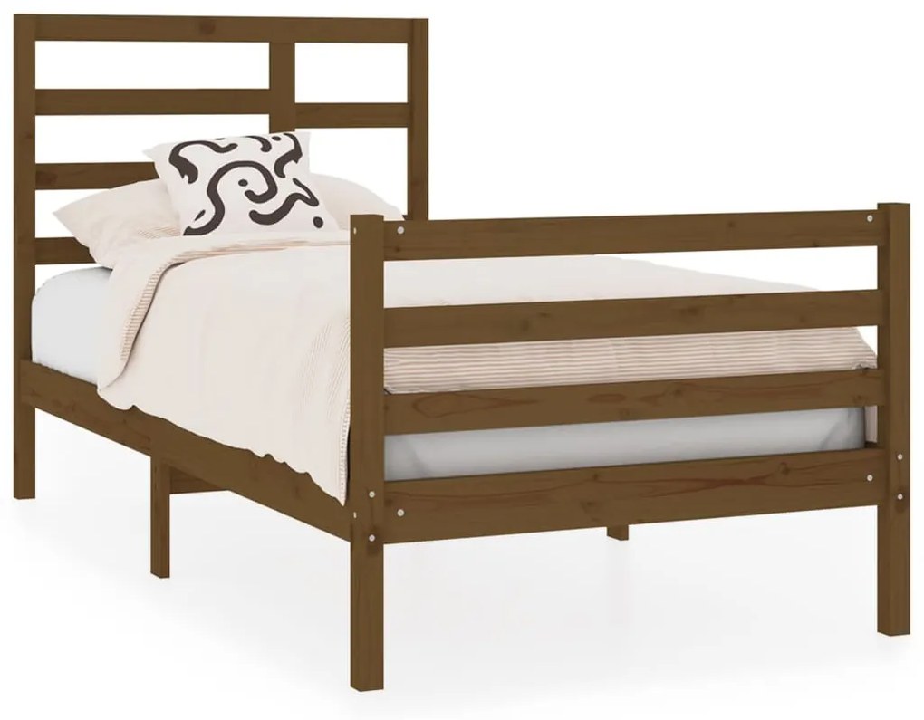 3105823 vidaXL Cadru de pat Small Single 2FT6 maro miere, 75x190 cm lemn masiv