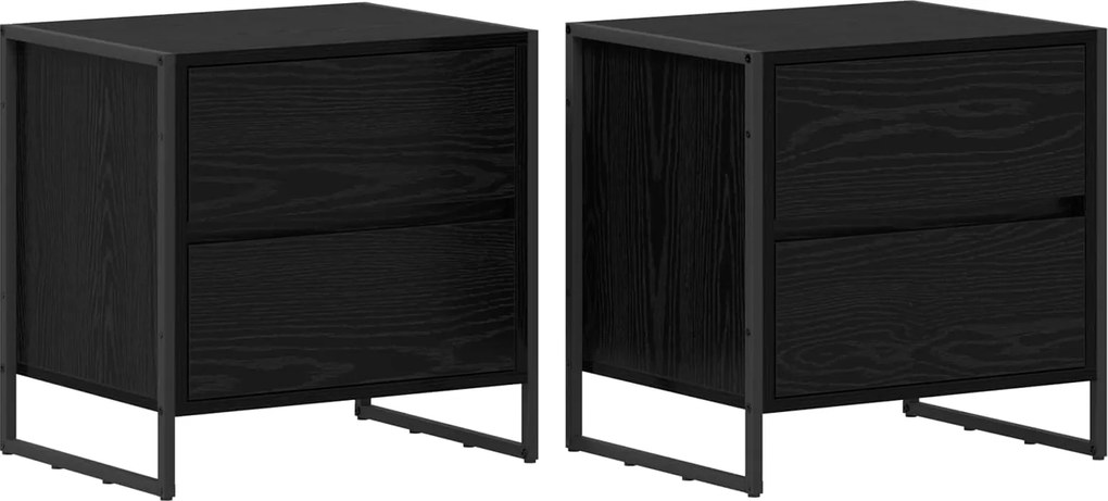 vidaXL Noptieră 2 pcs Stejar Negru 50 x 39.5 x 50 cm Lemn compozit