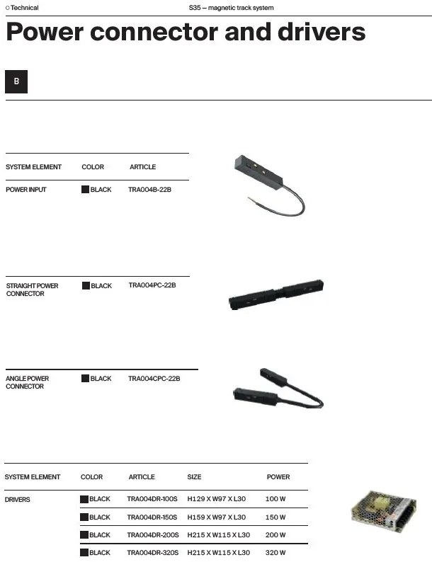 Modul LED, accesoriu pentru sina magnetica S35, Basis negru 4000K