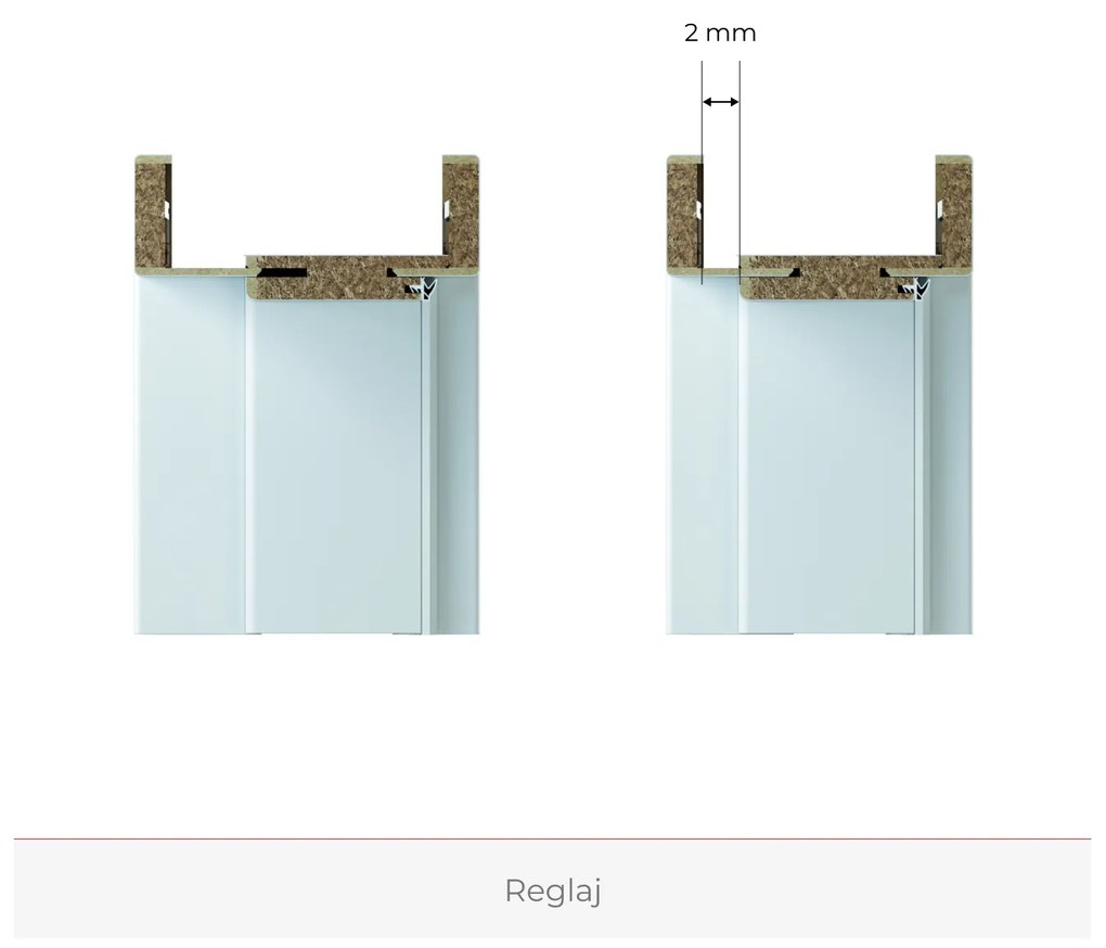 Usa de interior PORTA DUO din pal tubular si insertii de furnir natural - Model 4.A 95-140 mm, Alb / Stejar