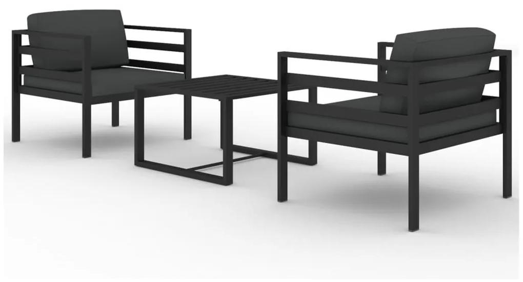 3107780 vidaXL Set mobilier de grădină cu perne, 3 piese, antracit, aluminiu
