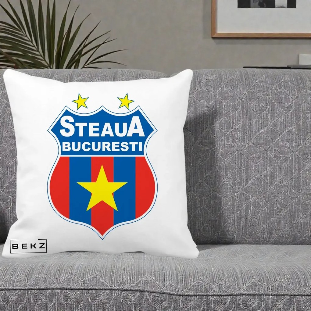 Perna Personalizata Steaua Bucuresti Fotbal, 40x40 cm, Alba Mata, Husa Detasabila, Perna Inclusa, BEKZ®