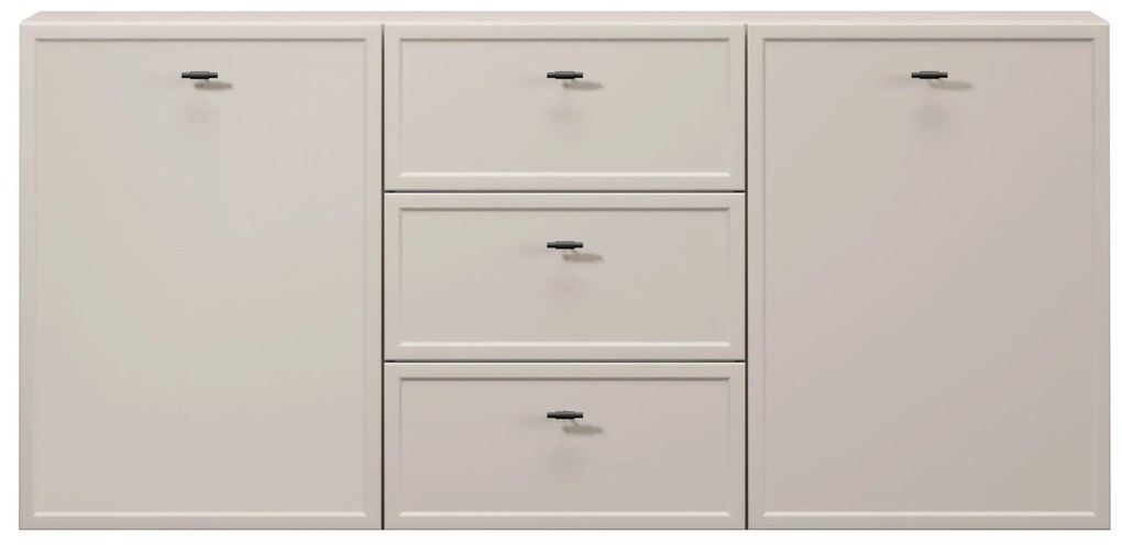 Comodă suspendată cu sertare Lorini 150 cm - cașmir / mânere negre T-bar