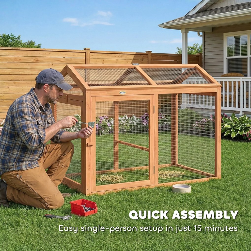 PawHut Coteț pentru găini adăpost exterior cu tijă pentru odihnă și uși duble, din lemn și metal, pentru 2 găini, 104 x 70,5 x 84 cm Portocaliu | Aosom Romania