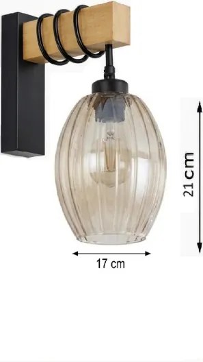 Brilagi - Aplica de perete WOOD GLASS 1xE27/60W/230V pin/negru/bej fumuriu