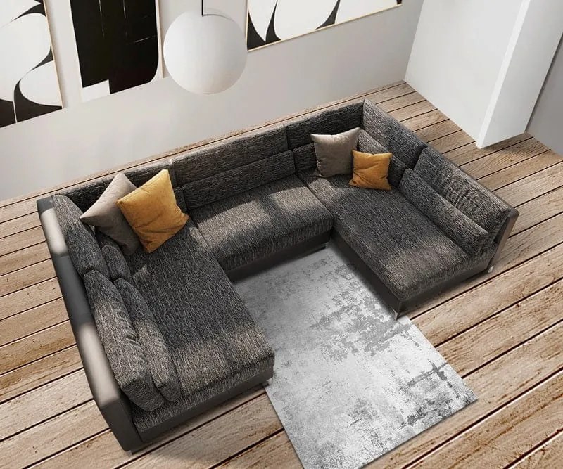 Colțar modular in forma de U Julio Black Grey 300x185 cm