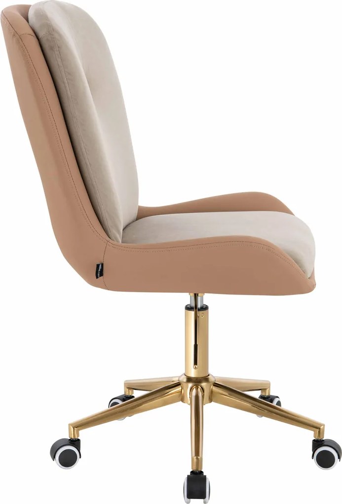 HR690K Scaun Velvet&amp;soft Piele Pu Latte/Carmel Latte Bază Aurie