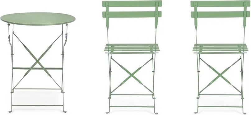 Set de dining pentru grădină verde salvie din oțel pentru 2 persoane Austin – Bizzotto