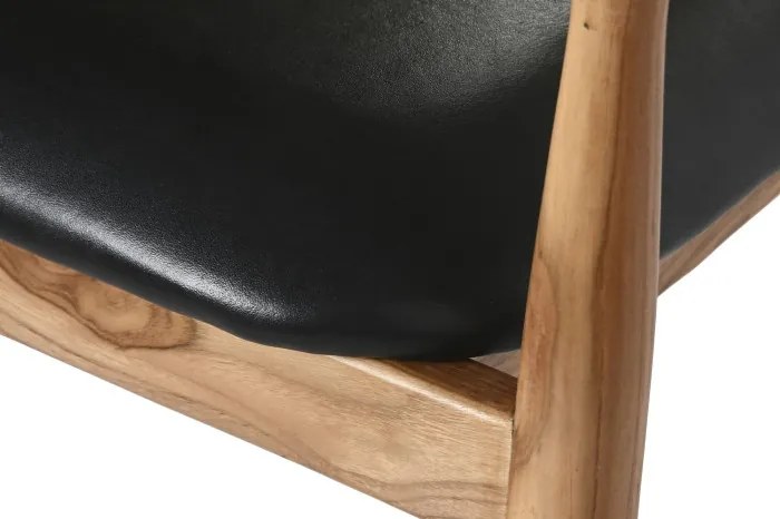 Scaun dining din lemn de tec si piele naturala, " Woon "