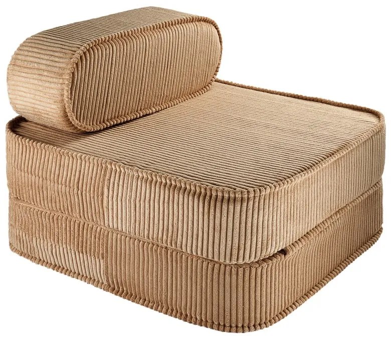 Fotoliu de copii maro cu tapițerie din catifea reiată Flip – Wigiwama