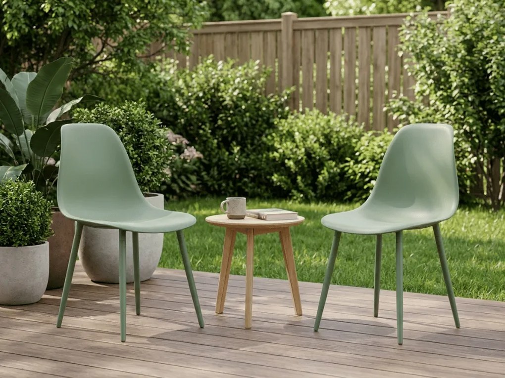 Set 2 bucati scaune din plastic OSAKA, verde salvie