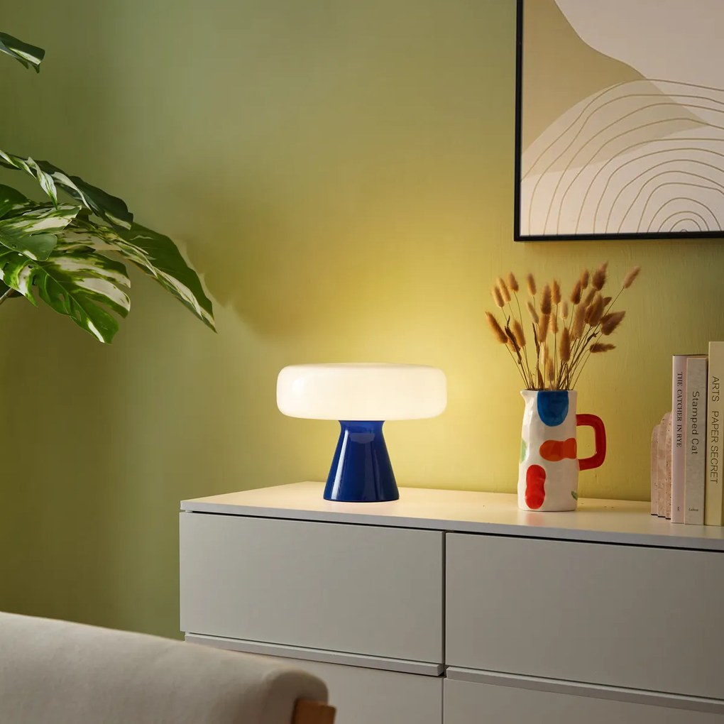 Lampă de masă retro albastră cu alb - Knob