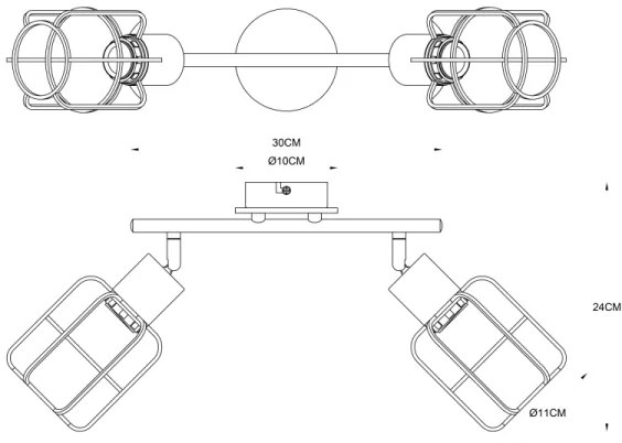 Spot WILLA 2xE27/60W/230V Globo 54037-2