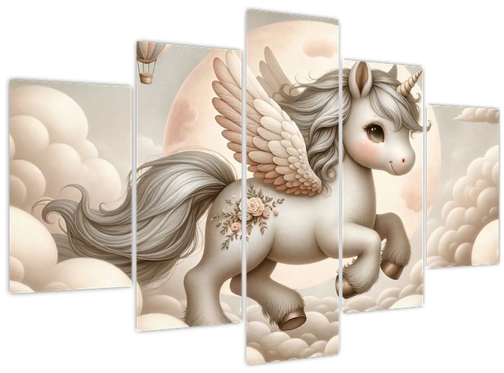 Tablou - Inorog în nori (150x105 cm)