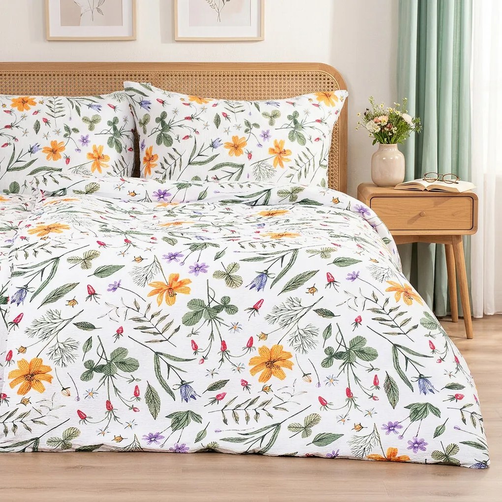 Lenjerie de pat din crep 4Home Wildflower Bliss, 160 x 200 cm, 70 x 80 cm