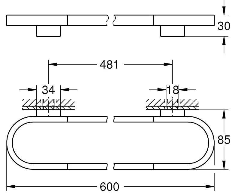 Suport prosop Grohe Selection, 600 mm, brushed hard graphite - 41056AL0