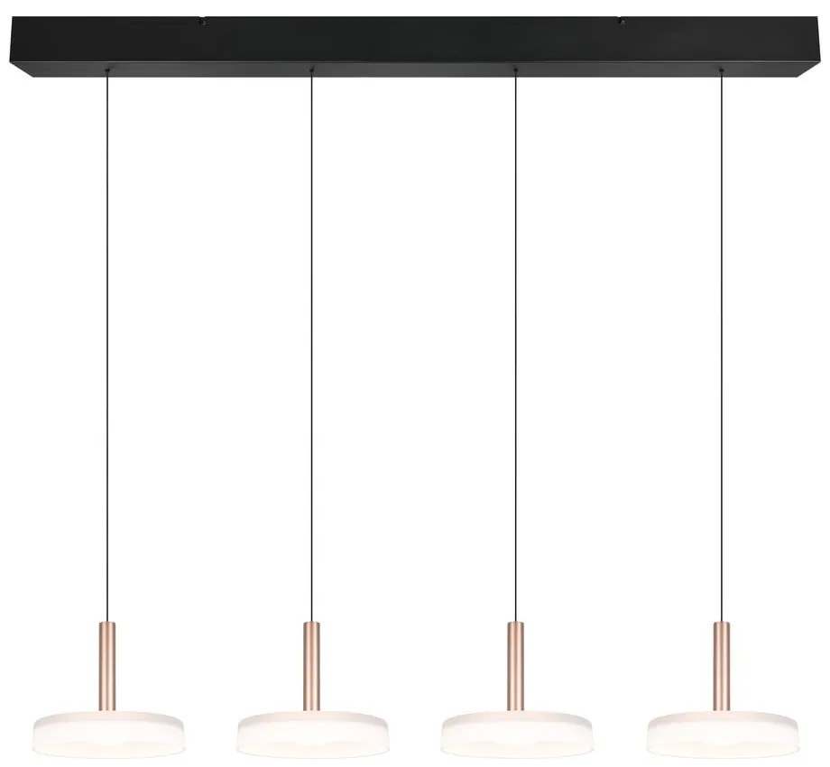 Lustră neagră-albă/aurie LED cu intensitate reglabilă cu abajur din sticlă Celeste – Trio