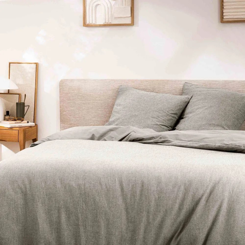 Lenjerie de pat gri din bumbac pentru pat dublu/extinsă cu 3 piese 240x220 cm Meline – douceur d'intérieur