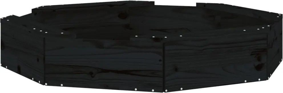 vidaXL Cutie de nisip cu scaune octogonale, negru, lemn masiv de pin