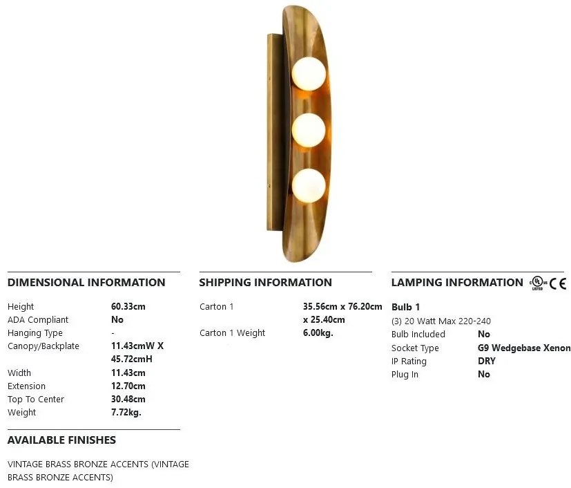 Aplica de perete LUX HOPPER, cu 3 surse de lumina