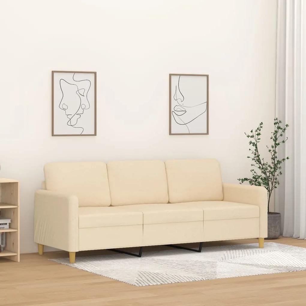 Canapea cu 3 locuri, crem, 180 cm, material textil Crem, 198 x 77 x 80 cm