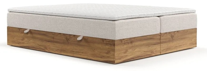 Pat boxspring bej/în culoare naturală cu spațiu de depozitare 160x200 cm Faro – Maison de Rêve