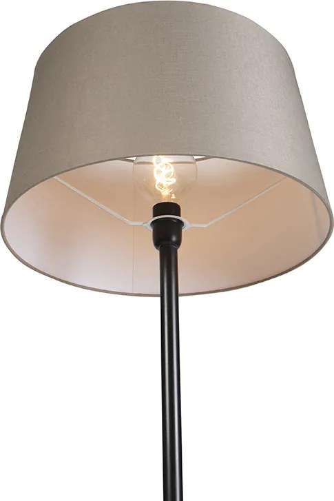 Lampă de podea neagră cu abajur din in taupe 45 cm - Simplo