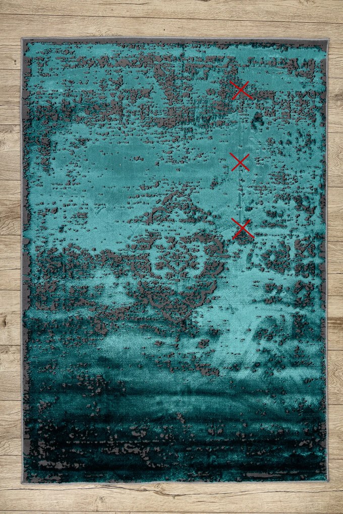 Covor DE LUXE modern 2083 ornament vintage - structural verde / gri - SECUNDAR-COTATI PRODUSUL