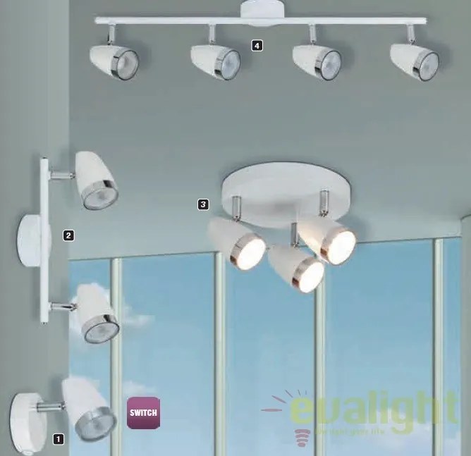 Lustra aplicata design modern alb 4 spoturi LED Karen 6669 RX