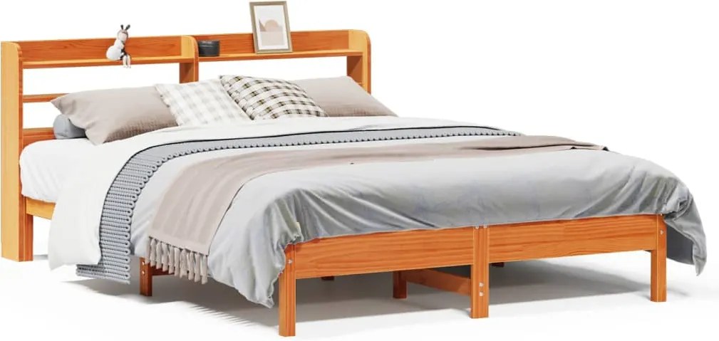vidaXL Cadru de pat fără saltea, maro ceruit 150x200 cm lemn masiv pin