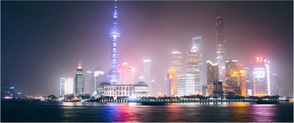 Tabloul Shangai nocturn (120x50 cm)